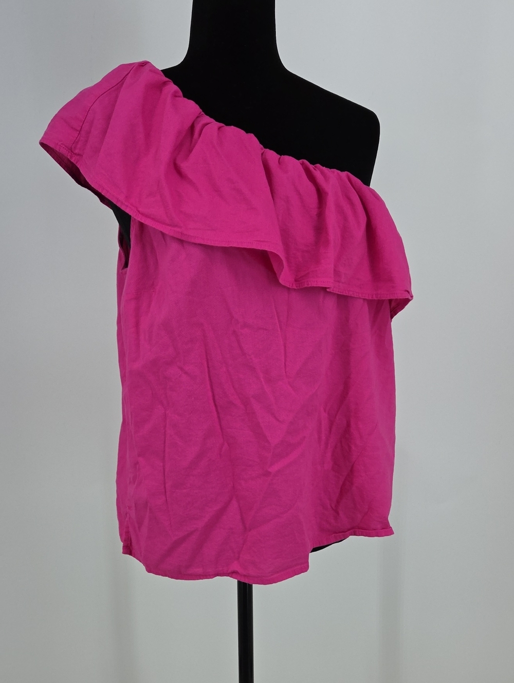 LOFT One-Shoulder Ruffle Tank Top - Hot Pink